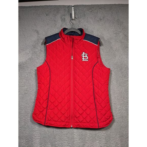 St. Louis Cardinals Quilted Women's Vest Zip Front MLB Baseball Red - Picture 1 of 5